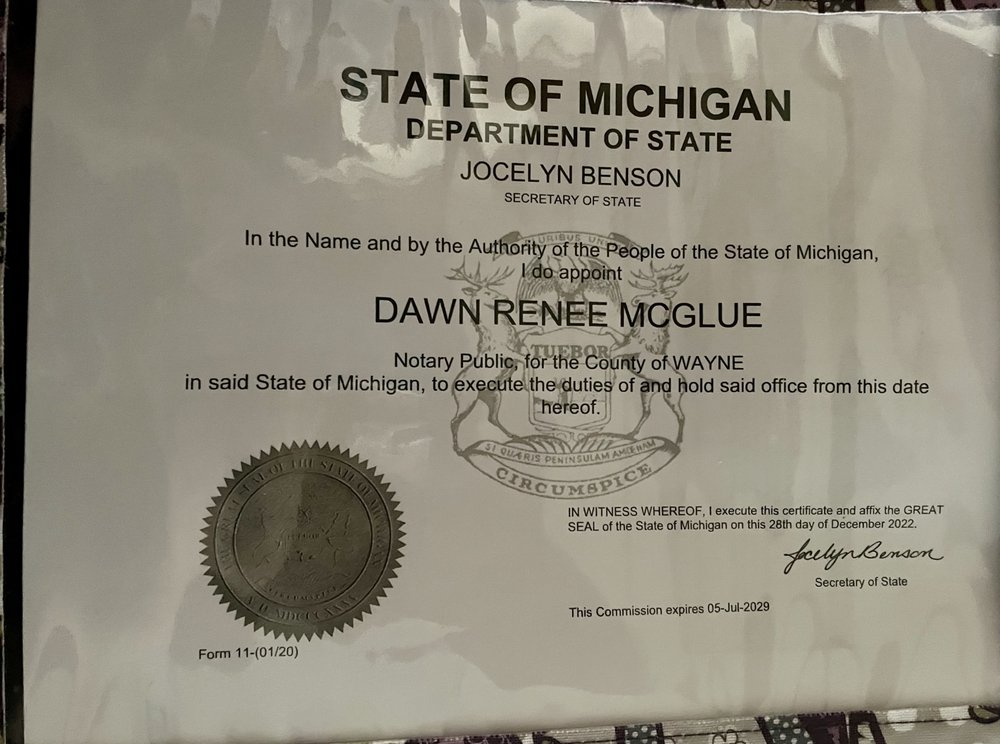 MCG’S MOBILE NOTARY Request a Quote Belleville, Michigan Notaries