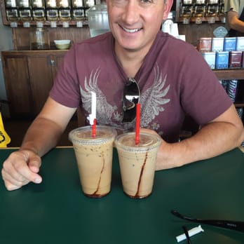 J&B Coffee - Handsome husband with yummy iced Lubbock high drink! - Coffee & Tea Near Me - Lubbock, Texas