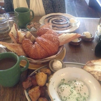 La Note - Raspberry oatmeal pancakes, bread baskets and poached egg= the prefect brunch with mom. - French Near Me - Berkeley, California La Note - Raspberry oatmeal pancakes, bread baskets and poached egg= the prefect brunch with mom. - French Near Me - Berkeley, California