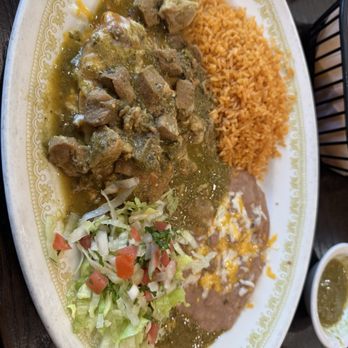 Vallejo's - Chili relleno and chili verde on top!! Super tasty!!! - Mexican Near Me - Sacramento, California Vallejo's - Chili relleno and chili verde on top!! Super tasty!!! - Mexican Near Me - Sacramento, California