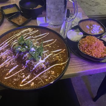 Amelias Mexican Kitchen - Cheese enchiladas with mole, beans, rice and salsas, yum! - Mexican Near Me - Tucson, Arizona Amelias Mexican Kitchen - Cheese enchiladas with mole, beans, rice and salsas, yum! - Mexican Near Me - Tucson, Arizona