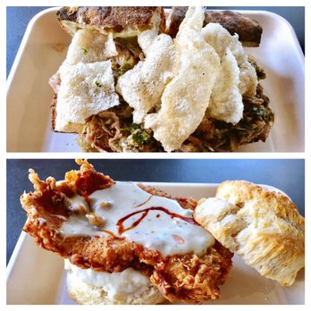 Burnt Crumbs - crispy pork sandwich and buttermilk fried chicken sandwich - New American Near Me - Irvine, California