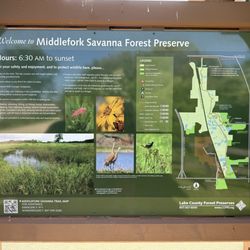 Middlefork Savanna Lake County Forest Preserve - Preserve map on kiosk