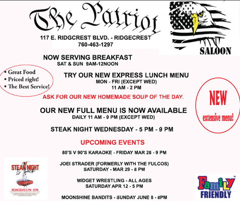 Menu photo 4 The Patriot Bar Ridgecrest, CA Menu photo 4 The Patriot Bar Ridgecrest, CA