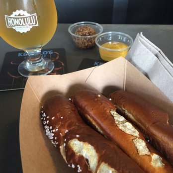 Honolulu Beerworks - Delicious Bavarian pretzels with honey mustard seeds and honey mustard - Brewpubs Near Me - Honolulu, Hawaii Honolulu Beerworks - Delicious Bavarian pretzels with honey mustard seeds and honey mustard - Brewpubs Near Me - Honolulu, Hawaii