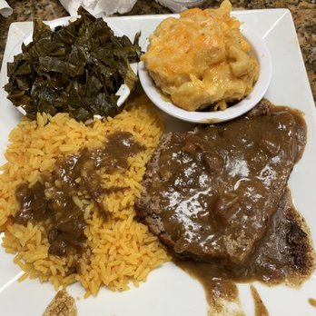 Jackson Soul Food - Meat loaf, greens, yellow rice and mac n cheese - Soul Food Near Me - Miami, Florida