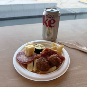 Golden Gate Lounge - Cold cuts, penne, pasta, with meatballs, zucchini, and a Diet Coke - Airport Lounges Near Me - San Francisco, California Golden Gate Lounge - Cold cuts, penne, pasta, with meatballs, zucchini, and a Diet Coke - Airport Lounges Near Me - San Francisco, California