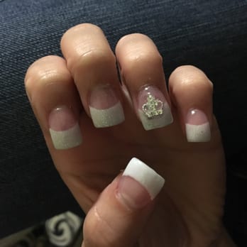 City Nails & Spa - This time I got a sparkler French tip with a cute diamond crown on my ring finger. - Nail Salons Near Me - Santee, California City Nails & Spa - This time I got a sparkler French tip with a cute diamond crown on my ring finger. - Nail Salons Near Me - Santee, California