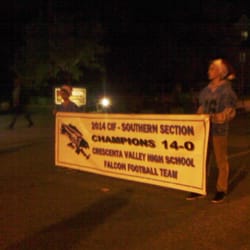 Montrose Christmas Parade - The sign says it all. Congrats, Falcons!