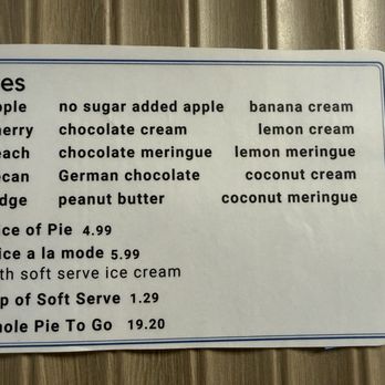 Blue Bonnet Cafe - Pie selection, and prices - Desserts Near Me - Marble Falls, Texas Blue Bonnet Cafe - Pie selection, and prices - Desserts Near Me - Marble Falls, Texas