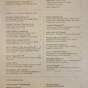 Celtic Cowboy - Food Menu - Irish Near Me - Great Falls, Montana