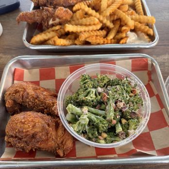 BirdHouse - Chicken tender combo with fries and an extra order of tender with a side broccoli salad. $25 for 2 people. Great deal for lunch! - Chicken Shop Near Me - Page, Arizona