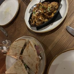 Happy hour apps! Buffalo cauliflower and flat bread sliders