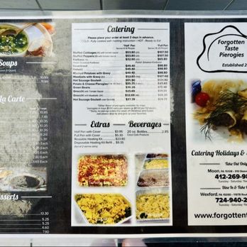 Forgotten Taste Pierogies - July 2025 menu of soups, a la carte foods, desserts, catered foods, etc. - Russian Near Me - Moon, Pennsylvania Forgotten Taste Pierogies - July 2025 menu of soups, a la carte foods, desserts, catered foods, etc. - Russian Near Me - Moon, Pennsylvania