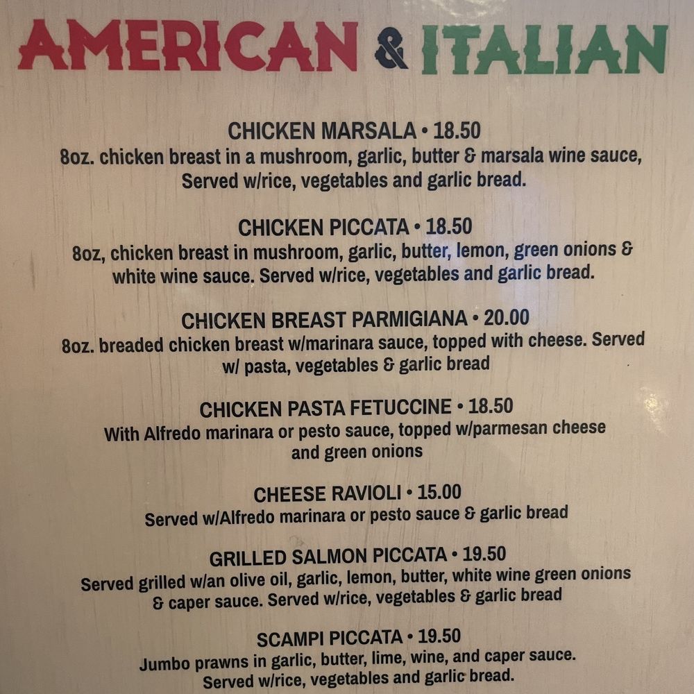 America's House - Menu 1/17/2024 - Italian Near Me - San Mateo, California