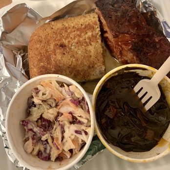 Trio Plant-based - maple corn bread, jackfruit ribs, coleslaw & greens - Vegan Near Me - Minneapolis, Minnesota