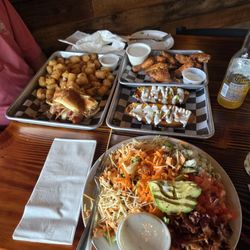 Smokin' Barrels Burgers & BBQ - The potato skins come with 4 halves. They are huge! The ranch dressing is really good too. Huge portions