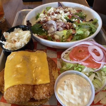Rusty Bucket Restaurant and Tavern - Fish sandwich and Double Nickel salad - American Near Me - Westerville, Ohio Rusty Bucket Restaurant and Tavern - Fish sandwich and Double Nickel salad - American Near Me - Westerville, Ohio