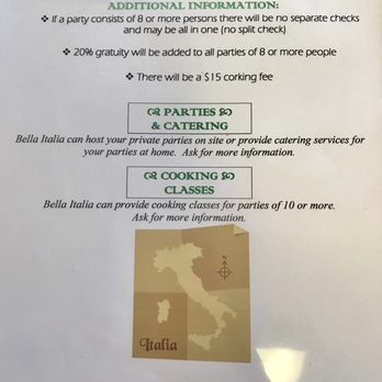 Bella Italia - Large Parties Gratuity and Catering Info 1-4-18 - Italian Near Me - Reno, Nevada Bella Italia - Large Parties Gratuity and Catering Info 1-4-18 - Italian Near Me - Reno, Nevada