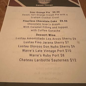 Kettle Black Kitchen - Sample dessert menu. Yum! - French Near Me - Madison, Wisconsin
