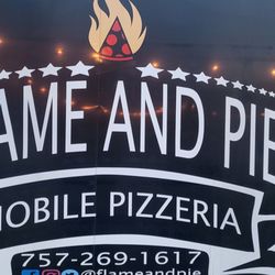 Flame and Pie - Mobile Pizzeria - Food truck sign