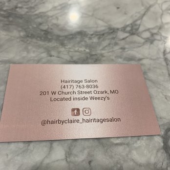 Hairitage Salon - Business Card - Hair Salons Near Me - Ozark, Missouri Hairitage Salon - Business Card - Hair Salons Near Me - Ozark, Missouri