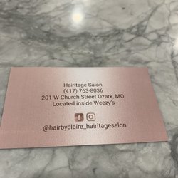 Hairitage Salon - Business Card