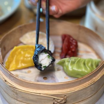 JA Jiaozi - Black Cod with Cuttlefish Sauce in the Steamed Jiaozi Combo - Dim Sum Near Me - Irvine, California JA Jiaozi - Black Cod with Cuttlefish Sauce in the Steamed Jiaozi Combo - Dim Sum Near Me - Irvine, California