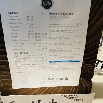 40 LBS Coffee + Bar - Menu 3/2023 - Coffee & Tea Near Me - Portland, Oregon