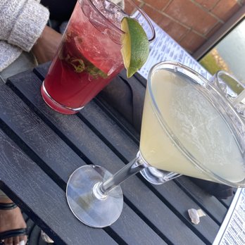 Lucky Monk - Cucumber Pomegranate Mojito (not the greatest) & a Pear Blossom Martini (Delicious!) - American Near Me - Barrington, Illinois