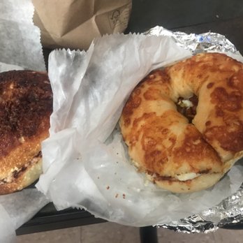 The Bagel Rack - Bacon egg and cheese on a three cheese bagel, also Cinnamon Toast Crunch with cannoli cream cheese. Yummy!!!!! - Bagels Near Me - Lebanon, Pennsylvania The Bagel Rack - Bacon egg and cheese on a three cheese bagel, also Cinnamon Toast Crunch with cannoli cream cheese. Yummy!!!!! - Bagels Near Me - Lebanon, Pennsylvania