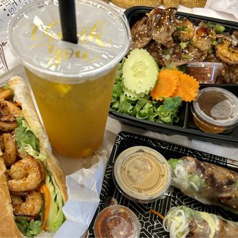 Daily Bep - Grilled shrimp bahn mi, pork spring rolls, grilled combo with eggroll, citrus-y mango boba tea. - Vietnamese Near Me - Colleyville, Texas