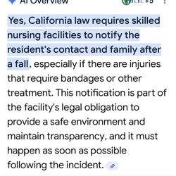 Chico Terrace Care Center - Family or contact was never notified by this facility of the fall during physical therapy