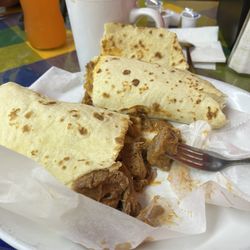 Las Tapatias Mexican Cafe - 3. Carne Guisada Picadillo and Potato and Chorizo Breakfast Taco