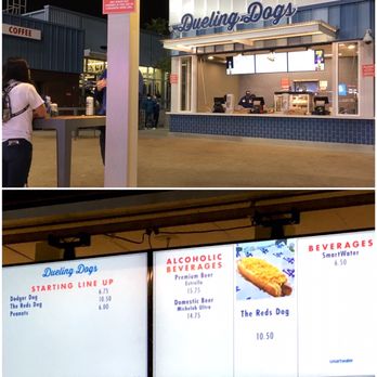 Dodger Stadium - Dueling Dogs menu (Centerfield Plaza) - April 2021 - Stadiums & Arenas Near Me - Los Angeles, California