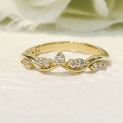 Scott's Custom Jewelers - 14k yellow gold custom thin vine style lab grown diamond wedding band.