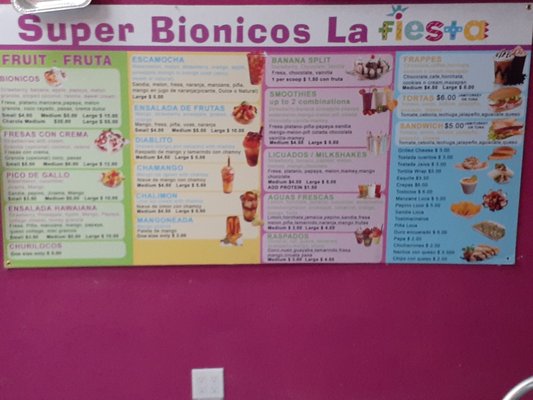 Menu photo 7 Super Bionicos La Fiesta Bellflower, CA
