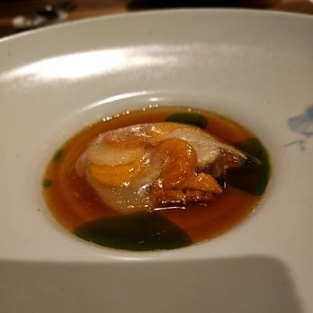 Joo Ok - Jang Mool Hoe- Bigfin reef squid, persimmon, and honeynut squash. Couldn't eat the squid but nice mix of flavors. Persimmon was wonderful - Korean Near Me - New York, New York