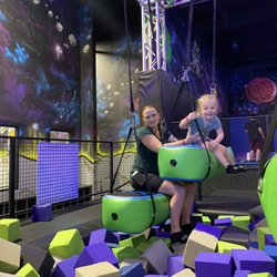 Elevate Trampoline Park - Playing with my toddler on one of the obstacle courses!