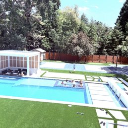 Pool, pickleball court, basket ball court, hot tub, sunken patio, swim up bar, outdoor kitchen, modern louvered aluminum pergola, turf Pool, pickleball court, basket ball court, hot tub, sunken patio, swim up bar, outdoor kitchen, modern louvered aluminum pergola, turf