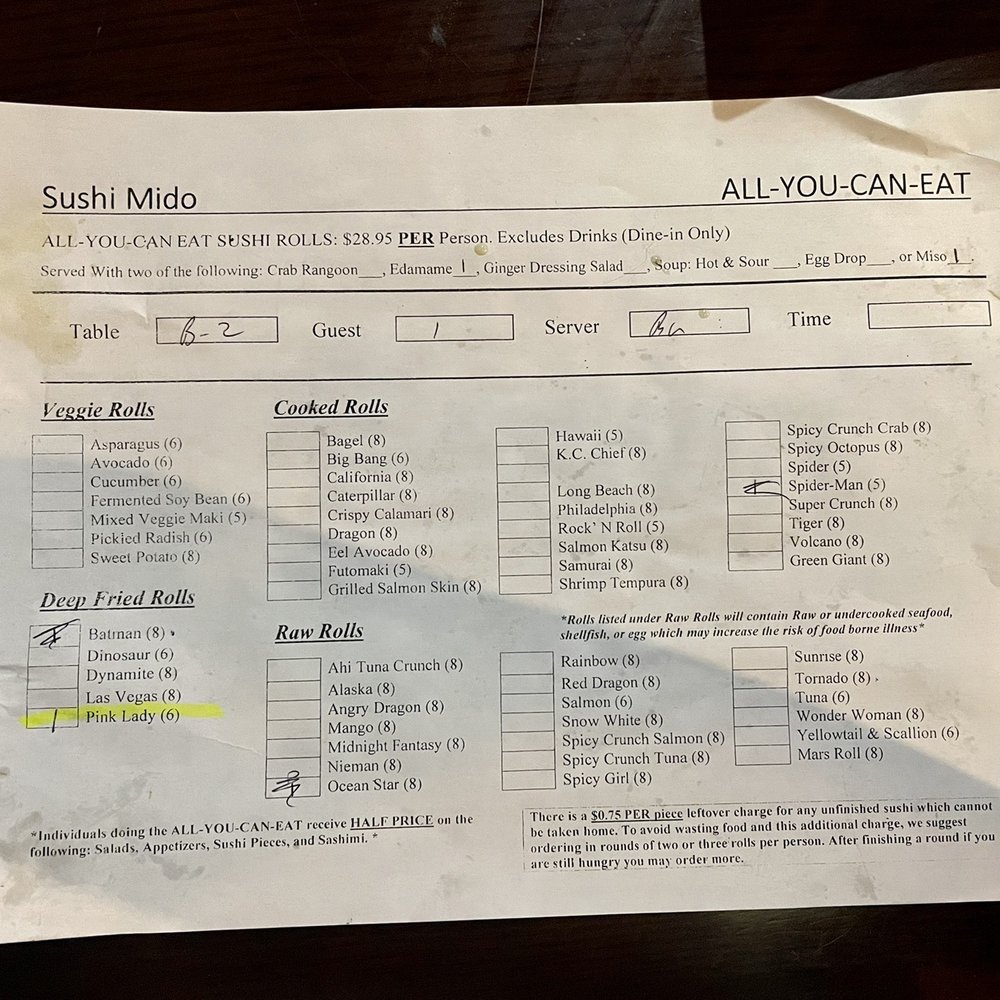 Sushi Mido - Menu: all-you-can eat - Japanese Near Me - Shawnee, Kansas