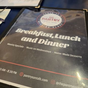Pantry Restaurant - Menu. May 25, 2025 - Breakfast & Brunch Near Me - Santa Fe, New Mexico