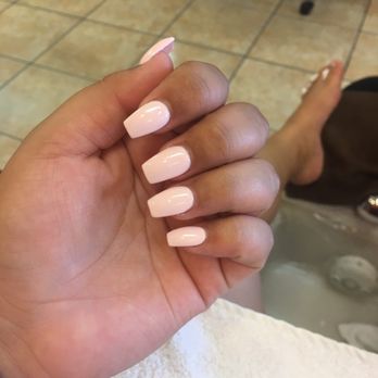 Royal Nails - Gel Acrylic Coffin Nails in 007 it's like a light pink - Nail Salons Near Me - Anaheim, California