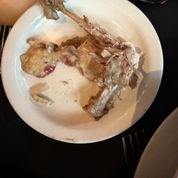 Lots of fat on my very tiny Non crispy duck entrée Lots of fat on my very tiny Non crispy duck entrée