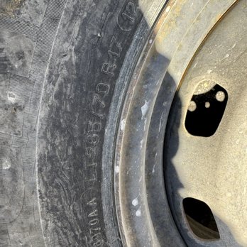 Victor's Tires - As you can see in this close-up, the spare is considerably smaller than the LT295/70R17 tire it was replacing. Take a look at the sidewall - Tires Near Me - Tooele, Utah Victor's Tires - As you can see in this close-up, the spare is considerably smaller than the LT295/70R17 tire it was replacing. Take a look at the sidewall - Tires Near Me - Tooele, Utah
