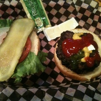 The Thirsty Duck Pub - Burger that came with my $6.95 game day beer (Burger and beer for $6.95.  Add fries for about $2 more) - Pubs Near Me - New Westminster, British Columbia