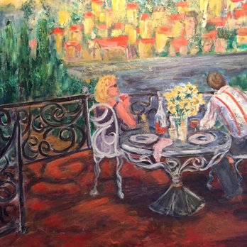 Crestmont Inn - Art in the dining area, self portrait of Artist. - Bed & Breakfast Near Me - Eagles Mere, Pennsylvania