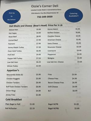 Menu photo 2 Ozzie’s Corner Deli Beachwood, NJ Menu photo 2 Ozzie’s Corner Deli Beachwood, NJ
