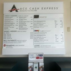 ACE Cash Express - Pricing list just in case for some reason they can't tell you over the phone lol