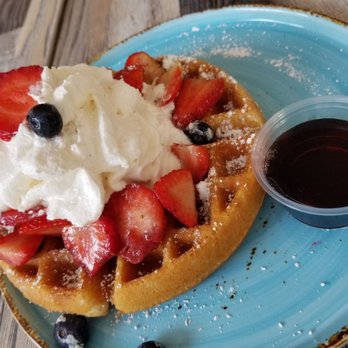 Wild Oak Cafe - Yummy waffle with whipped cream and berries. - Cafes Near Me - Glendale, California